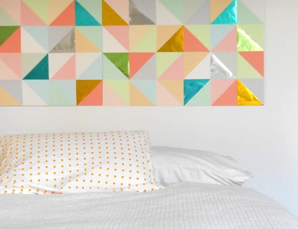 Handmade Wall Decor: affordable paper patchwork geometric large wall art (tutsplus)