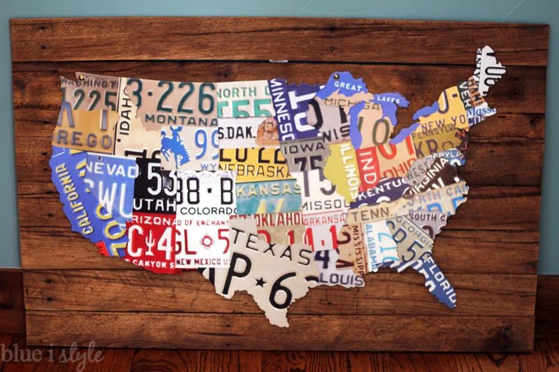 Handmade License Plate Map by Blue i Style featured on Bekob