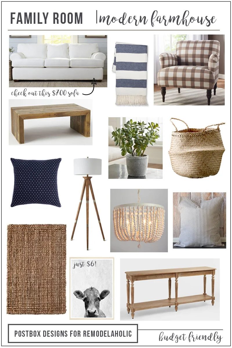 Farmhouse Family Room Mood Board VERT