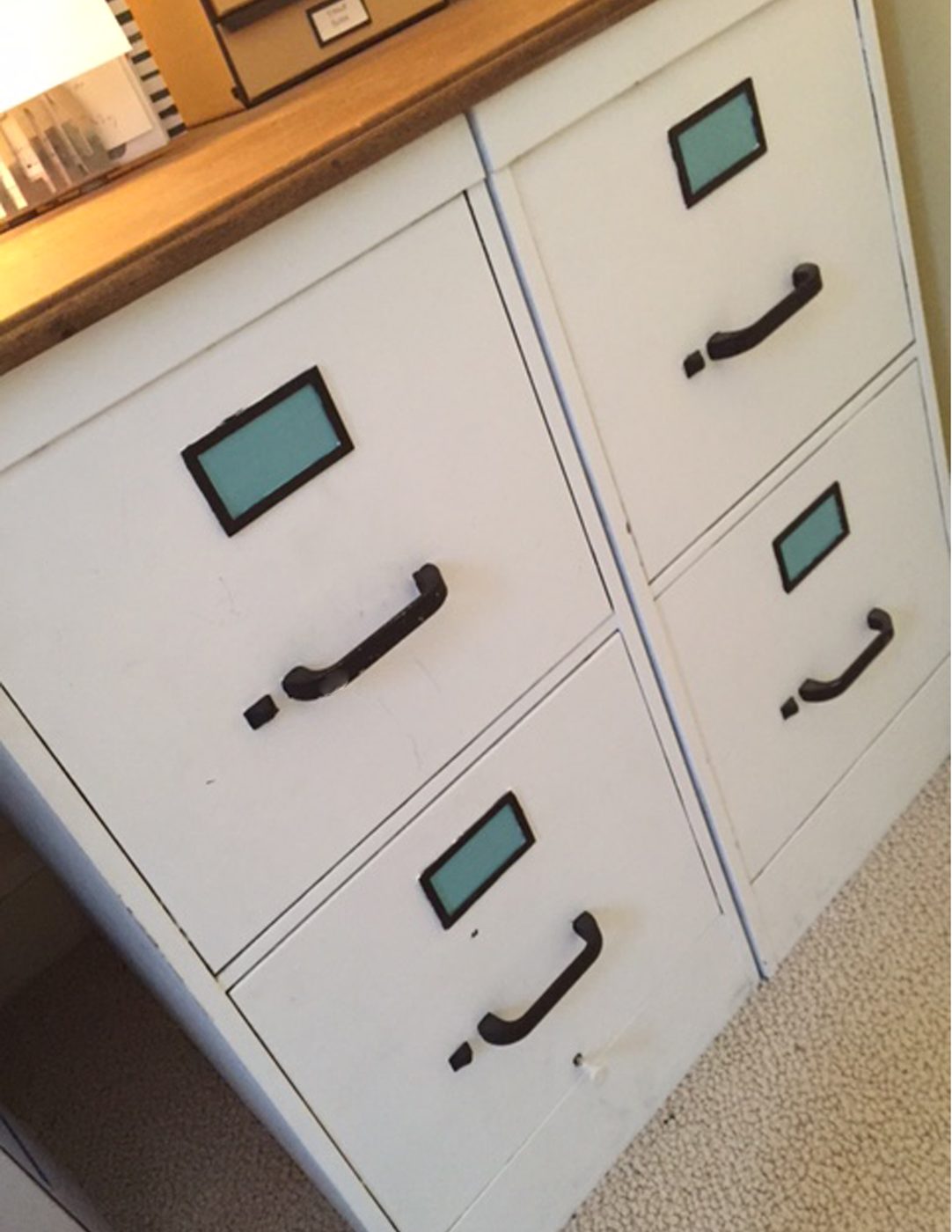 Small home office makeover with file cabinet desk (2)
