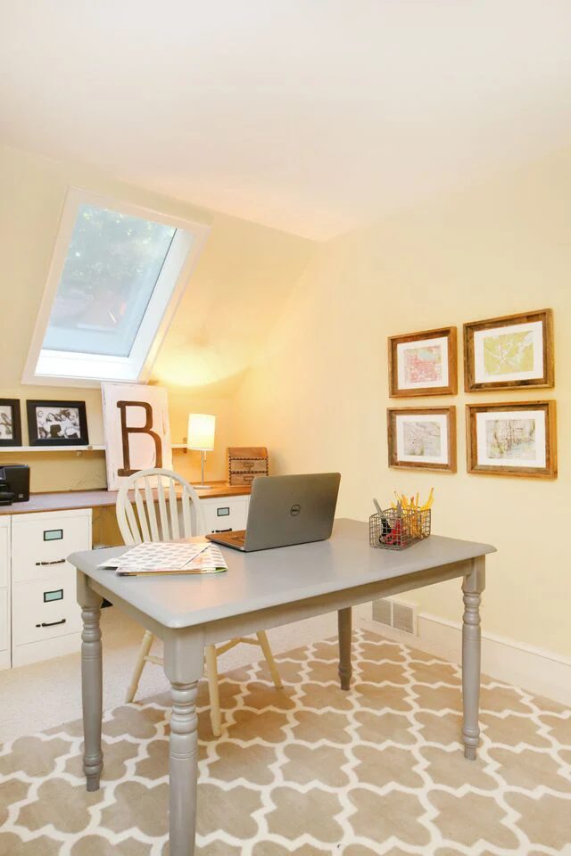 Lovely small home office makeover, done from scratch with a $257 modest-cost, in ONE week while her husband was out of town. Bravo!
