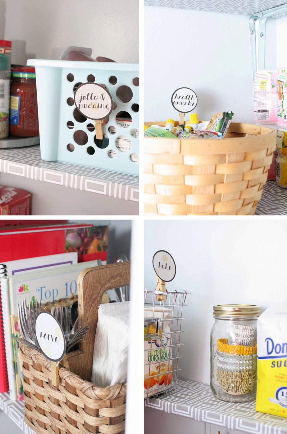 use baskets and bins to organize pantry, Craftivity Designs on Bekob