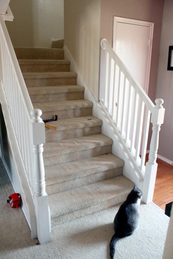 modest-cost stair remodel before