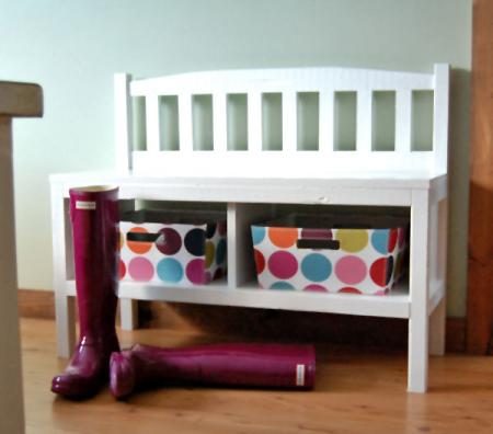 build a cottage entry bench with storage, Ana White