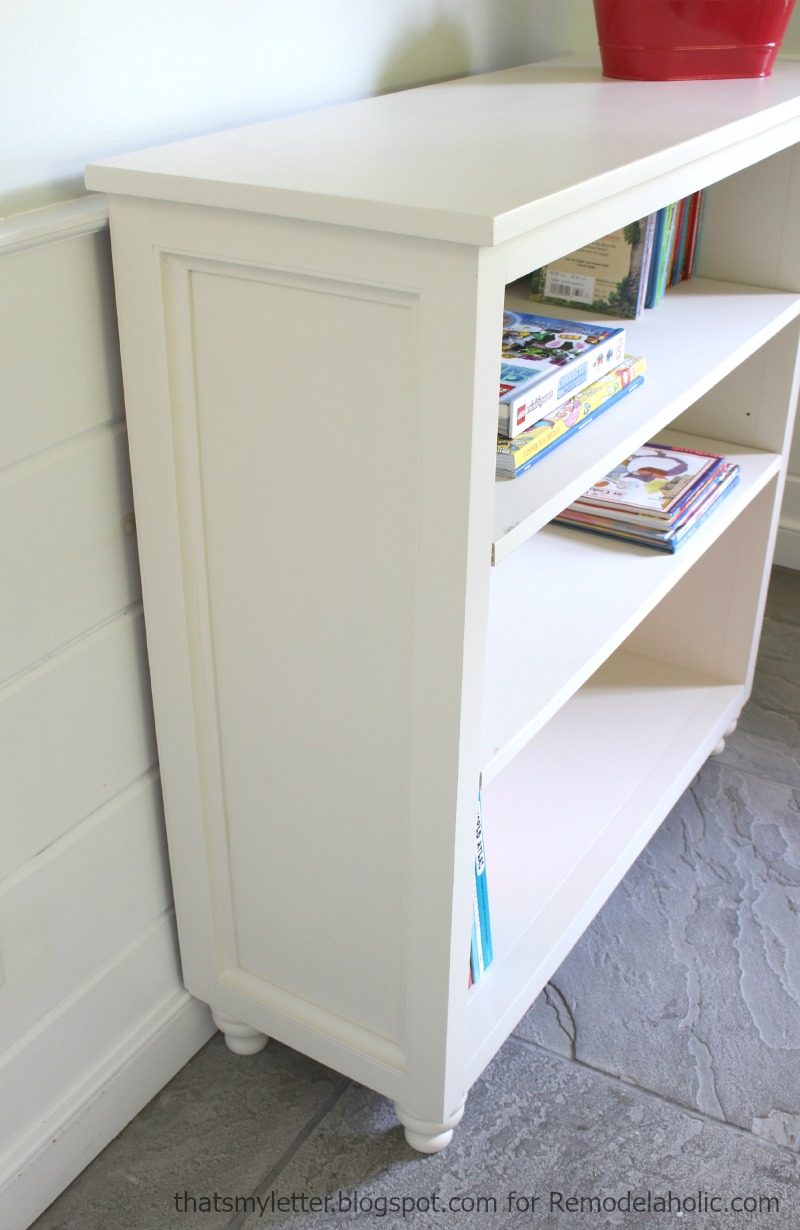 straightforward side panel on a bookshelf, has adjustable shelves