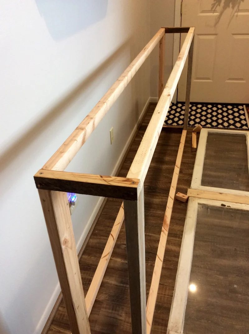 6 Frame for console table built of old windows and reclaimed wood, The Weekend Country Girl featured on @Bekob