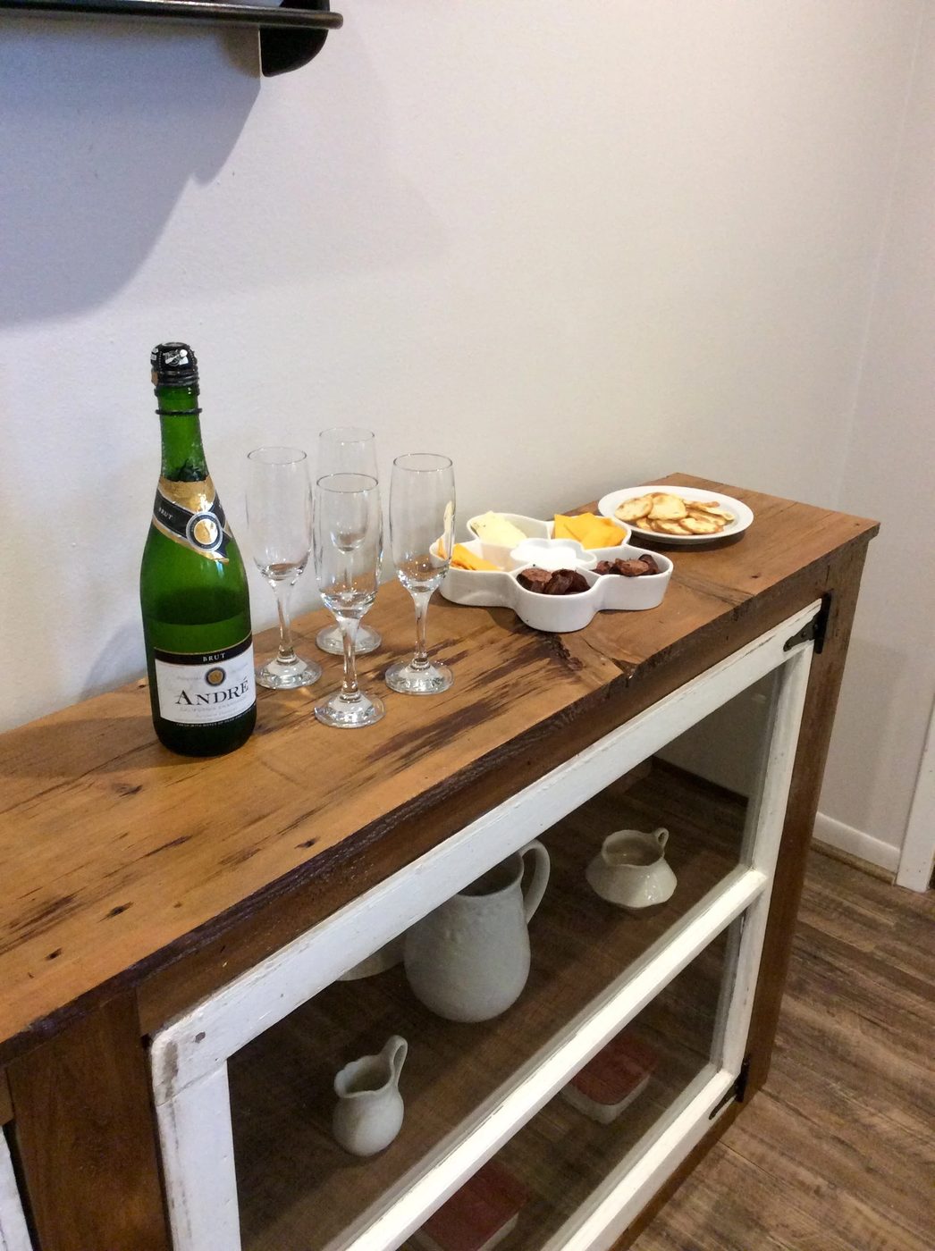 11 Clear space in your kitchen with an entryway buffet, Handmade, reclaimed wood and windows, The Weekend Country Girl featured on @Bekob