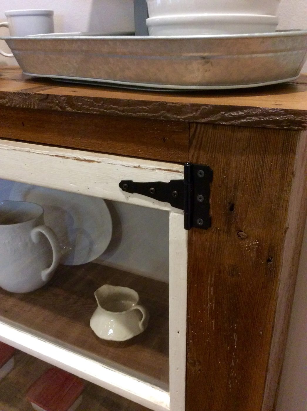 15 Vintage hinges on salvaged windows used in entryway table, The Weekend Country Girl featured on @Bekob