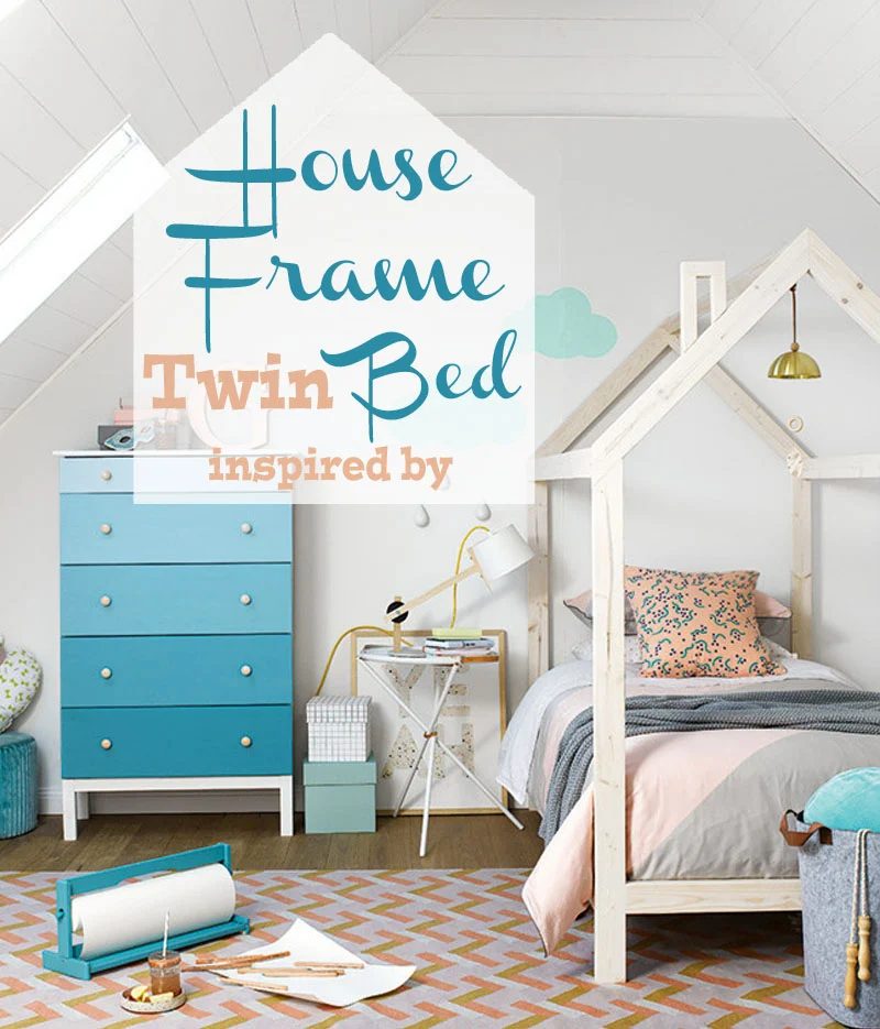 Free plans to build a kid's bed inspired by this unique house frame twin bed. #Bekob #kidsbedroom