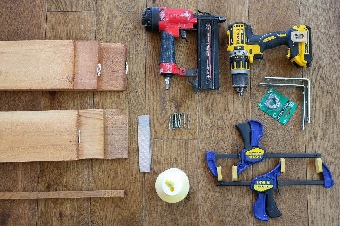 materials and tools to make a custom cedar wood window box planter