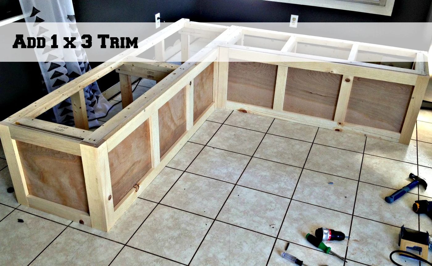 use 1x3s to trim a banquette corner bench, Pinterior Designer featured on Bekob