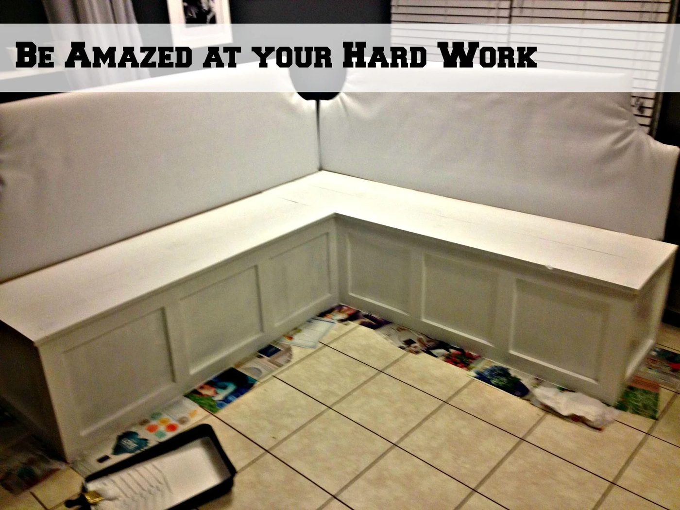 finished corner banquette bench, Pinterior Designer featured on Bekob