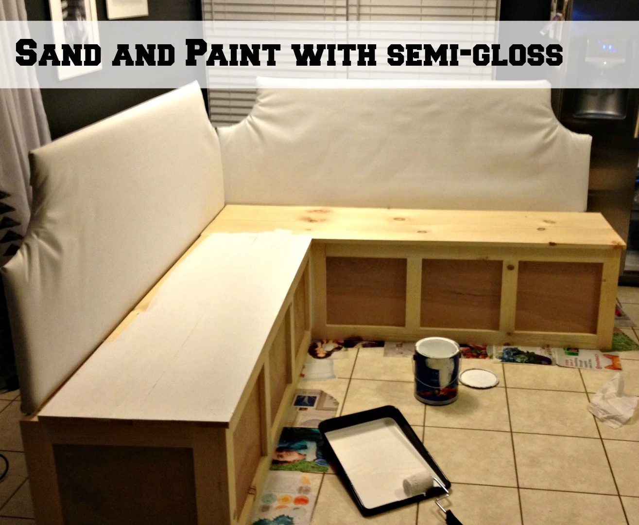 sand and paint corner banquette bench, Pinterior Designer featured on Bekob