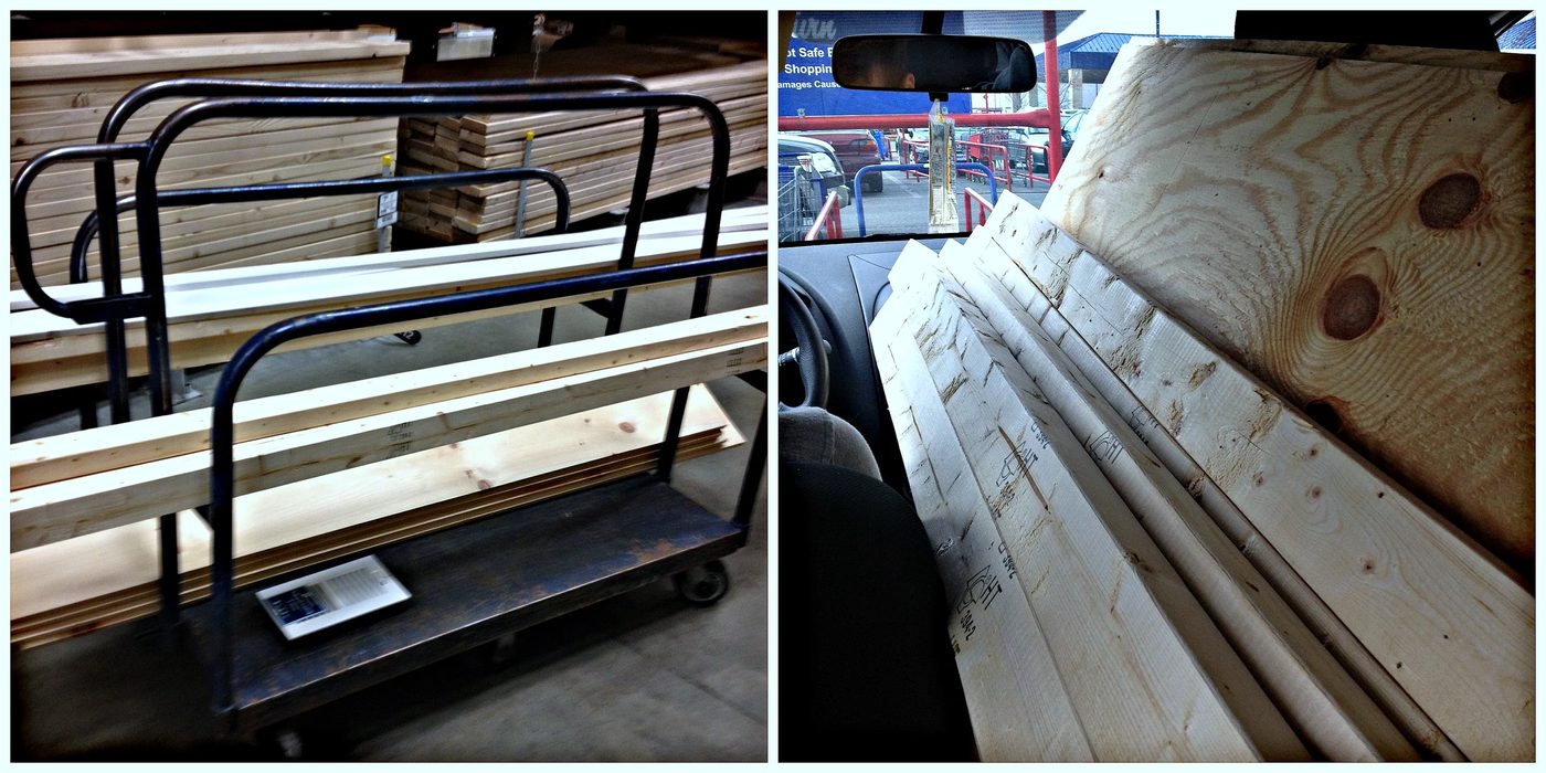 buying lumber for the dining banquette corner bench, Pinterior Designer featured on Bekob