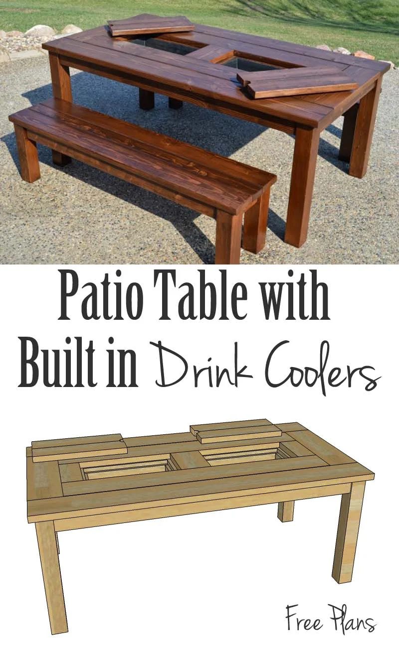 patio table with build in drink coolers
