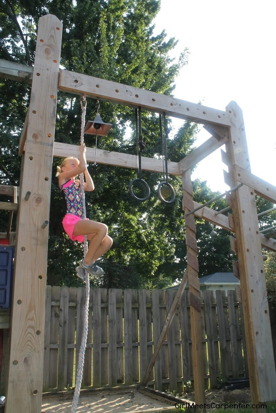 Handmade Backyard Fun For The Entire Family, Rope Climb On Ninja Obstacle Course, By Girl Meets Carpenter Featured On @Bekob