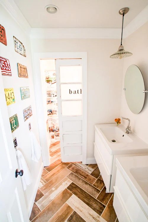 heathered nest kids vintage transportation bath door