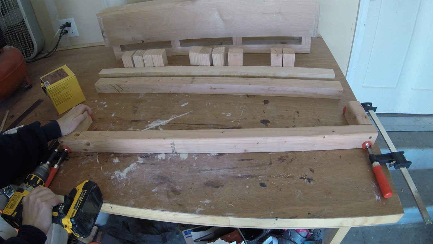 Clamping the pieces of the Floating Shelf Bracket