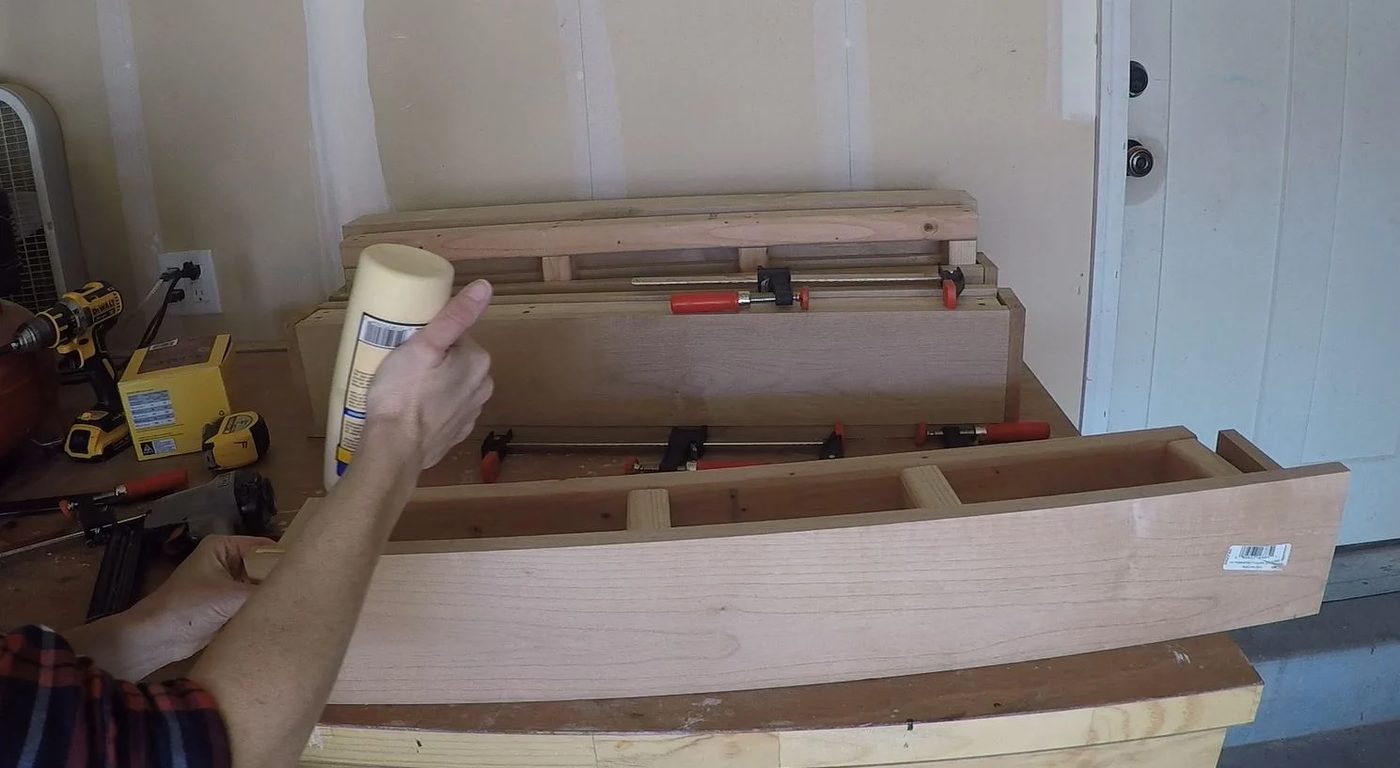 Glue Bottom of shelf