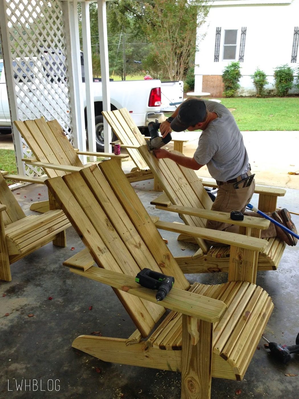 Building Adirondack Chairs and Pergola by Little White House Blog featured on @Bekob