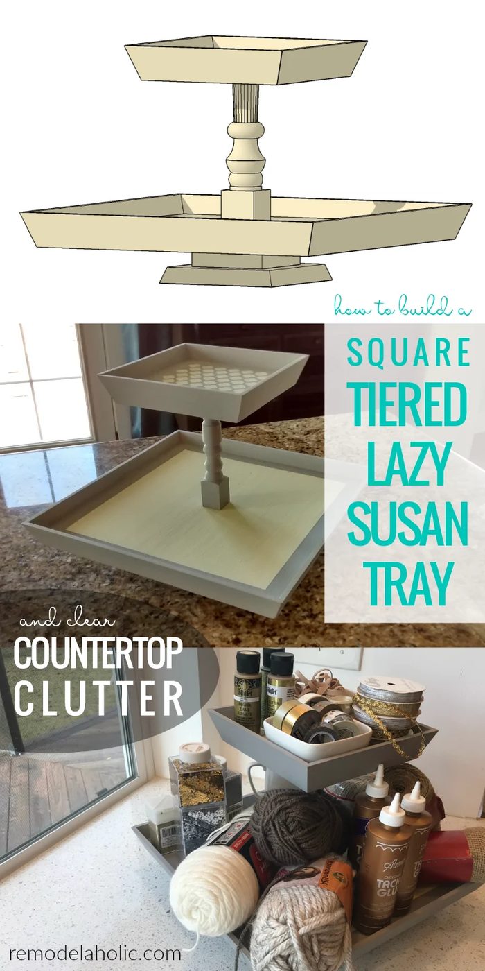 Clear Countertop Clutter And Organize Utensils And Supplies With A Square Tiered Lazy Susan Tray #Bekob