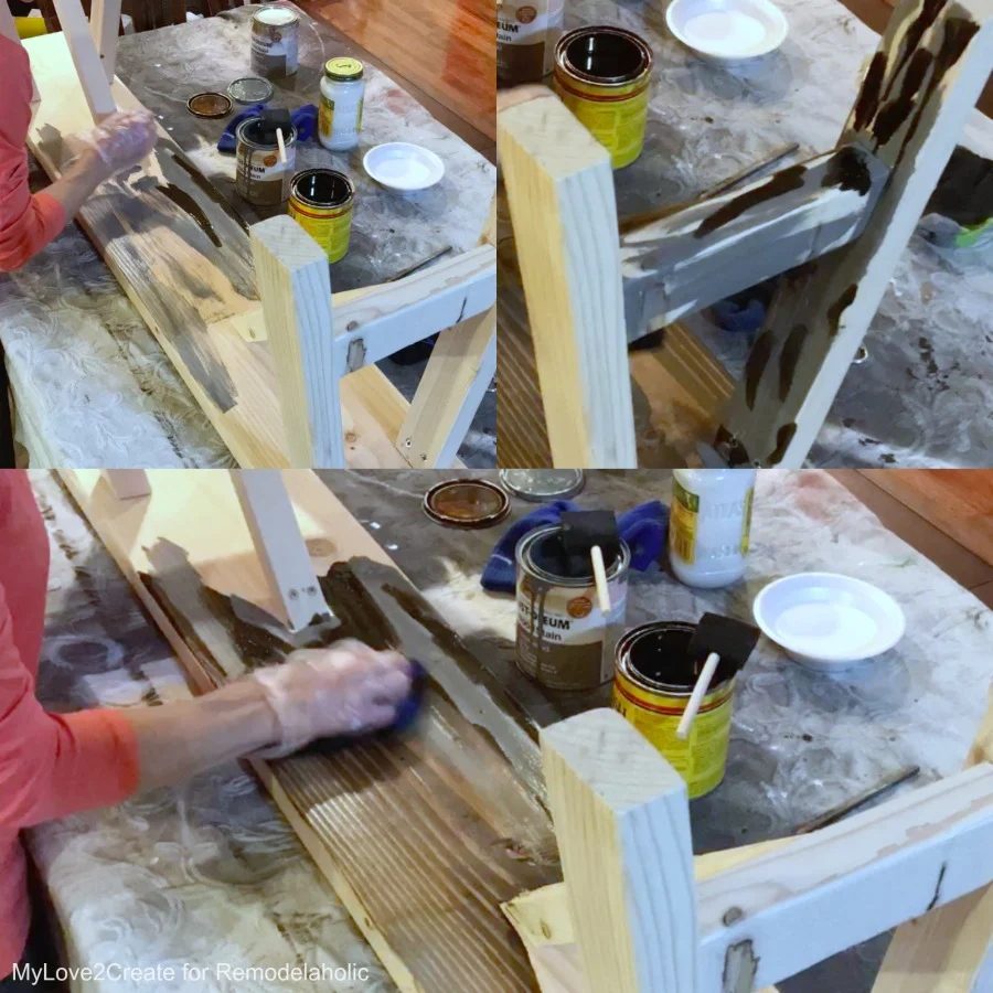 Multi Layered Stain Technique, straightforward Handmade Wood Bench, MyLove2Create