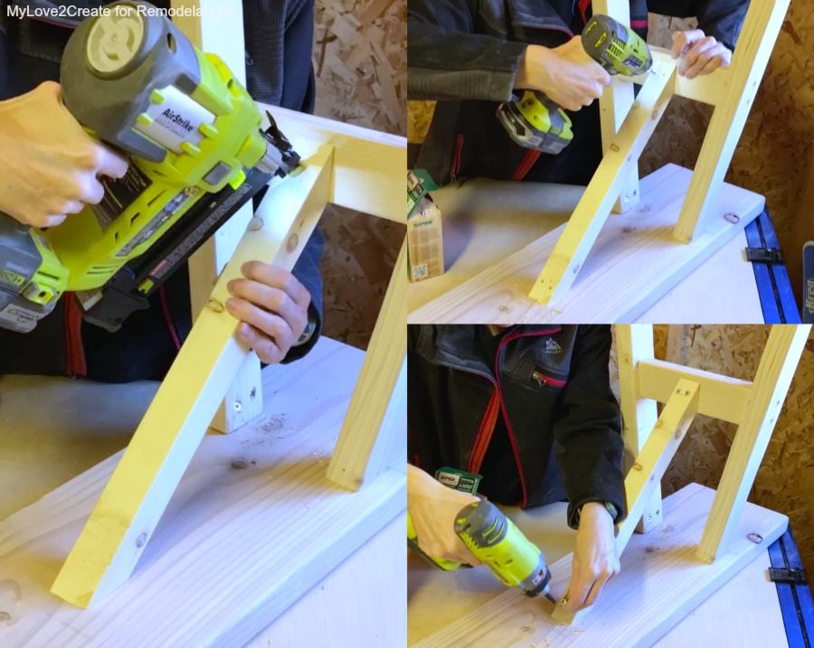 Adding Leg Supports, straightforward Handmade Wood Bench, MyLove2Create