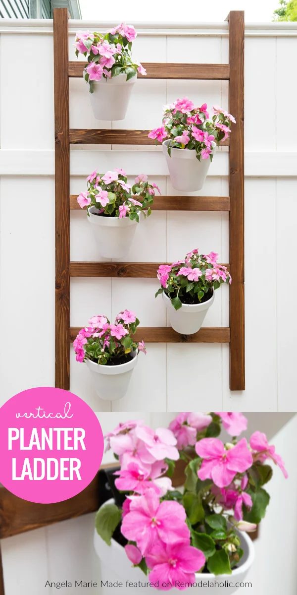 Build an straightforward indoor or outdoor wall planter ladder to hold terra cotta planters on your fence. This vertical planter is inexpensive to build and doesn't take up any pre