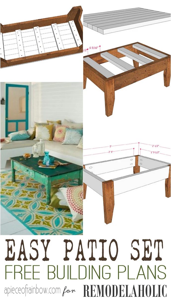 Build an straightforward Handmade patio set -- one bench or two, plus a coffee table makes for perfectly cozy outdoor space!