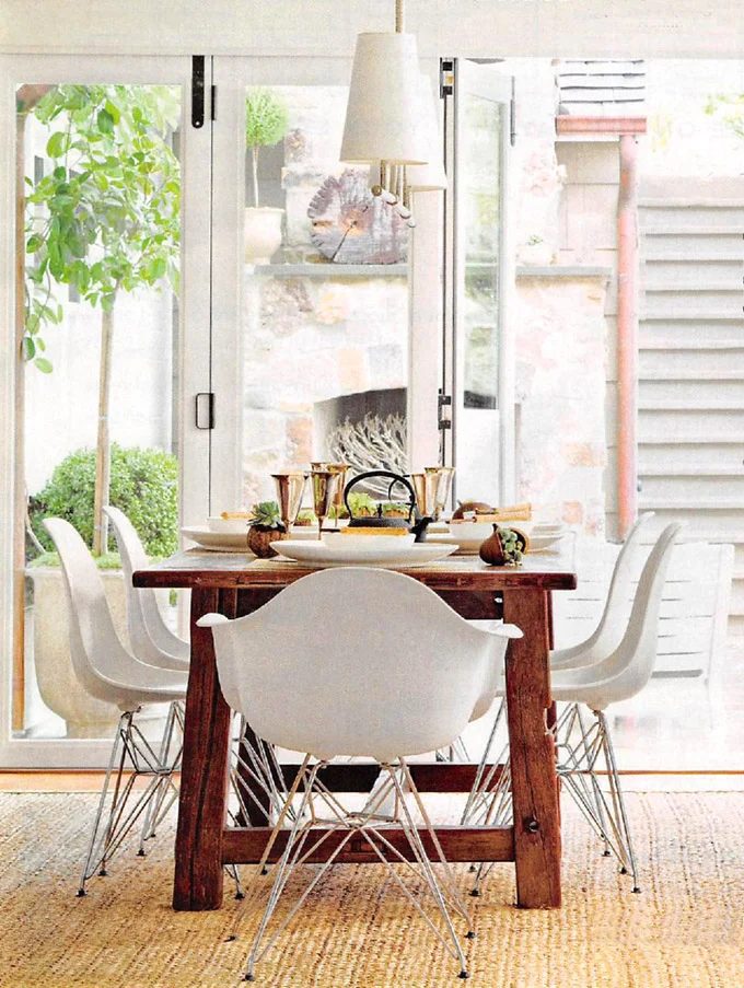 Farmhouse Dining Table Inspiration: Build a farmhouse table like this for $100! first-time woodworking plan (image source: Better Homes and Gardens photos: Edmund Barr)