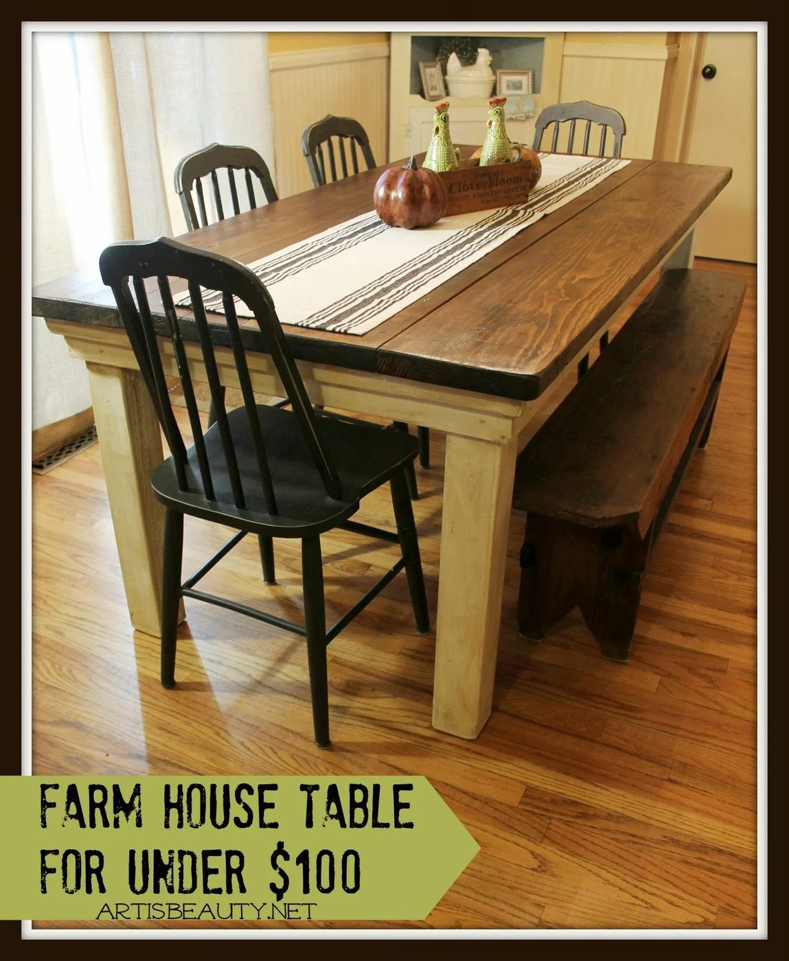 Build a Farmhouse Table for Under $100 | Art Is Beauty featured on Bekob.com #handmade #farmhouse #table #buildit