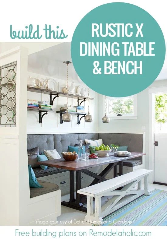 Free building plans! Build this rustic X dining table and farmhouse style bench this weekend. @Bekob