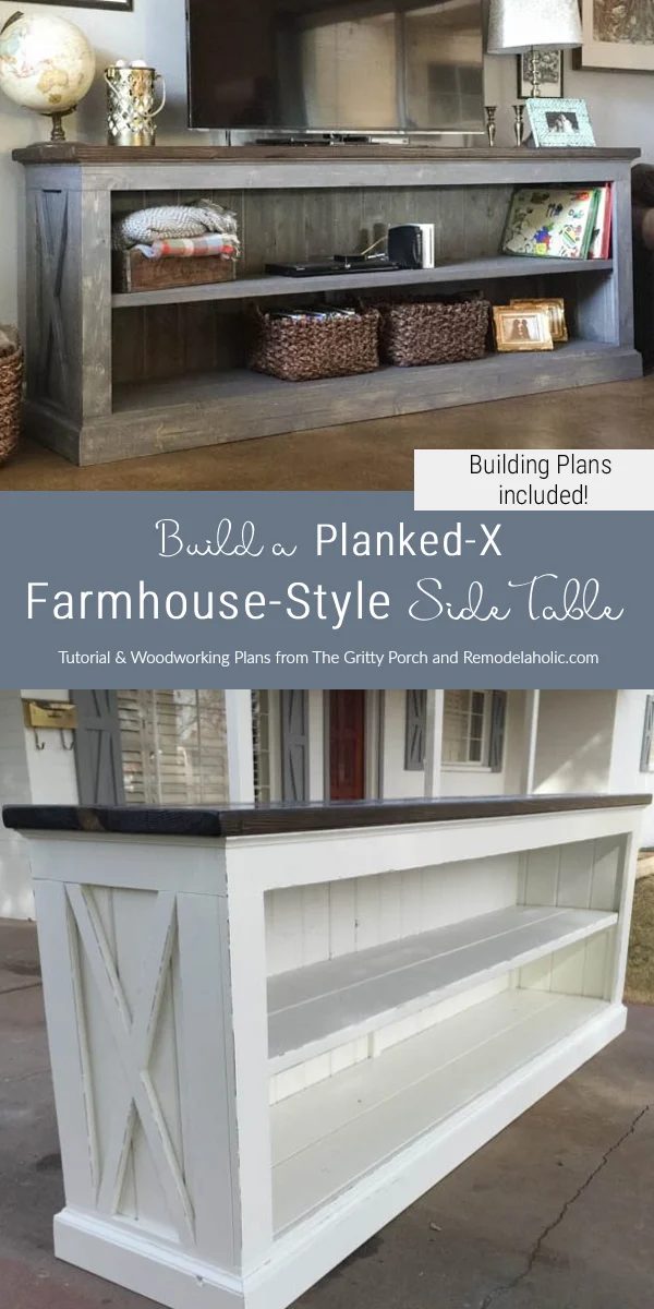 Woodworking Plans, Handmade Farmhouse TV Console Sideboard, The Gritty Porch For Bekob