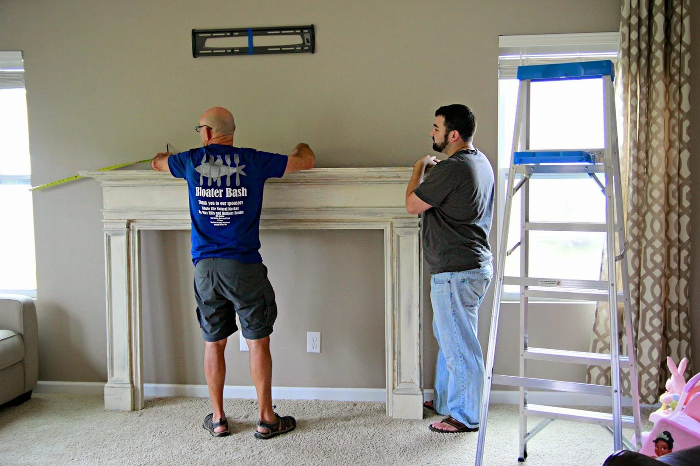 how to build a faux fireplace - Blesser House featured on @Bekob