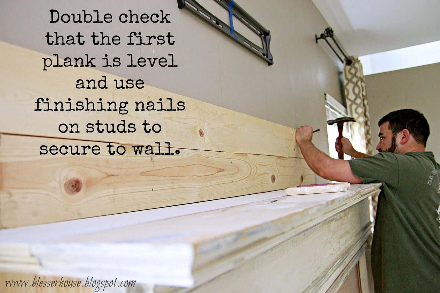 install a chimney piece plank wall above a faux fireplace 03 - Blesser House featured on @Bekob