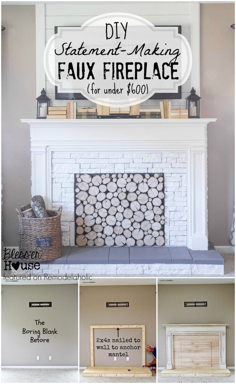 Handmade Faux Fireplace - Blesser House featured on @Bekob #buildit #walkthrough