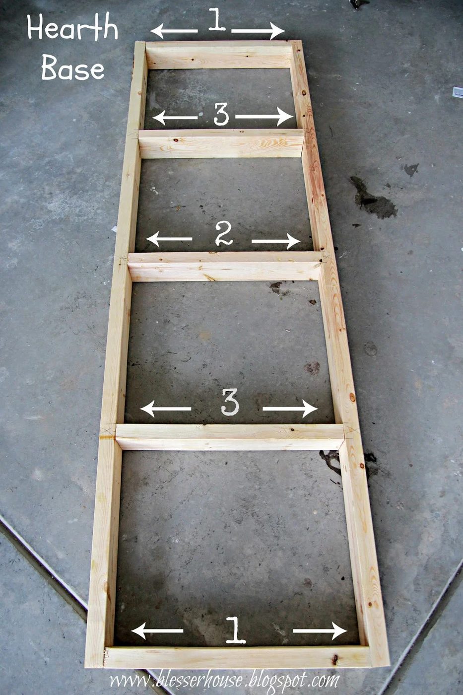 hearth base for faux fireplace - Blesser House featured on @Bekob