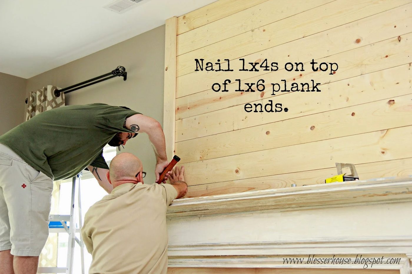 install a chimney piece plank wall above a faux fireplace 06 - Blesser House featured on @Bekob