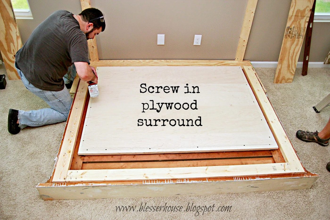 plywood surround for faux fireplace Handmade - Blesser House featured on @Bekob