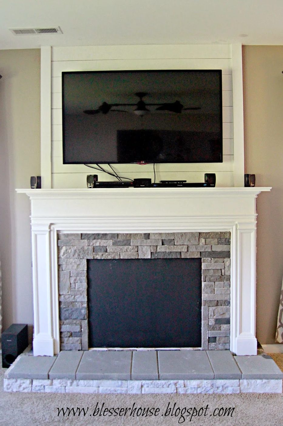 faux fireplace progress - Blesser House featured on @Bekob