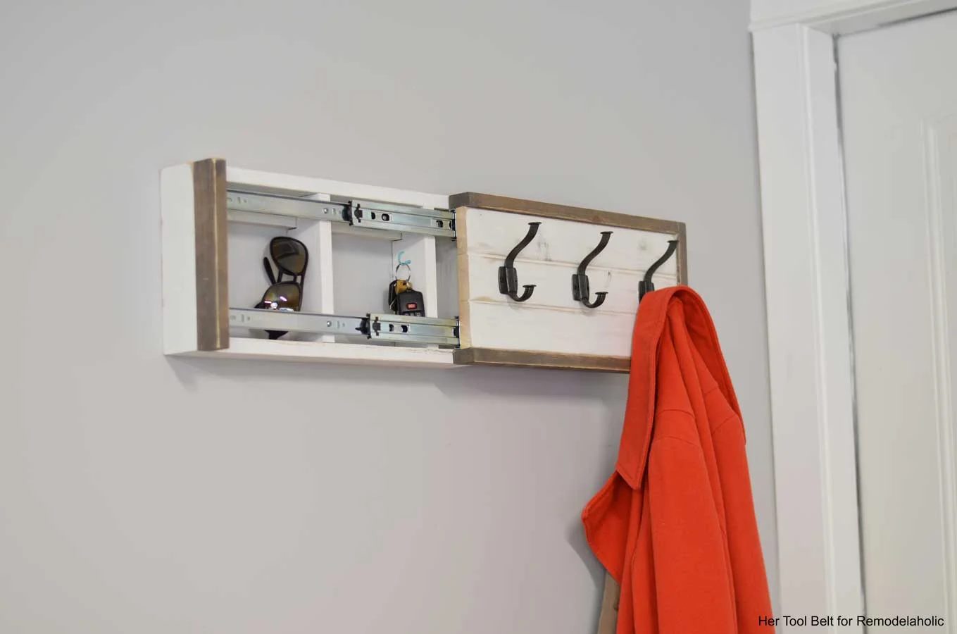 Build a Wall Coat Rack with Hooks and Hidden Storage