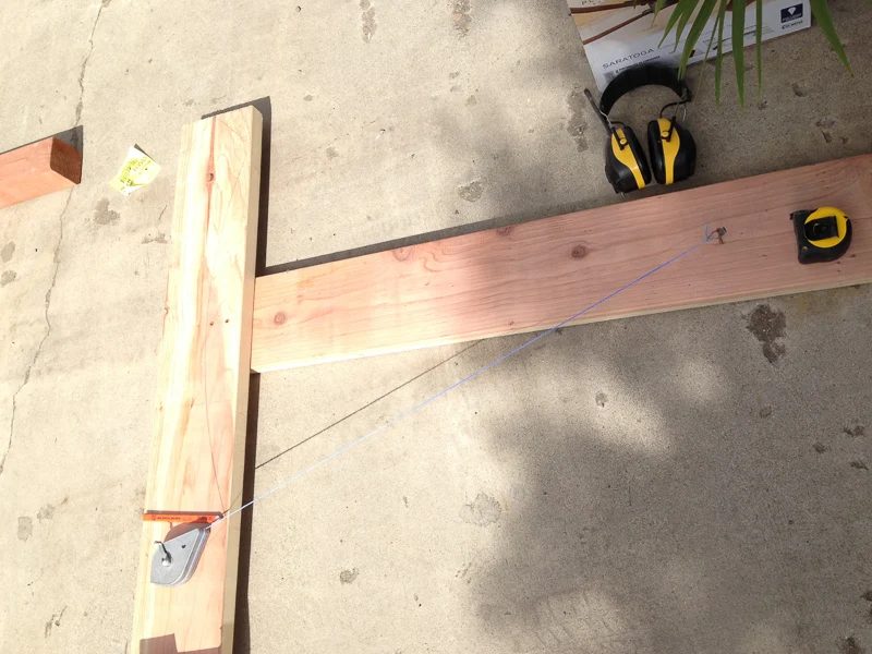 how to use a string line to draw a curved wood garden arbor for a backyard wedding arch