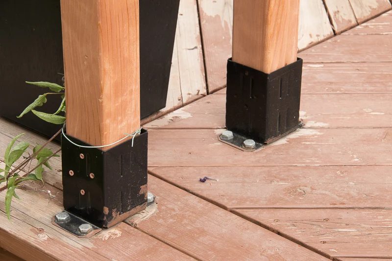 how to attach a wood garden arbor to a wood deck