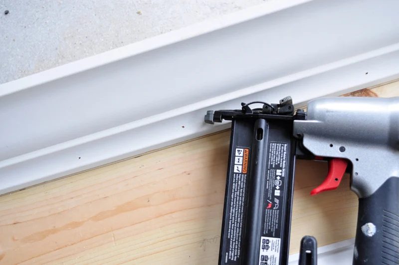 install crown molding on a handmade wood window cornice box