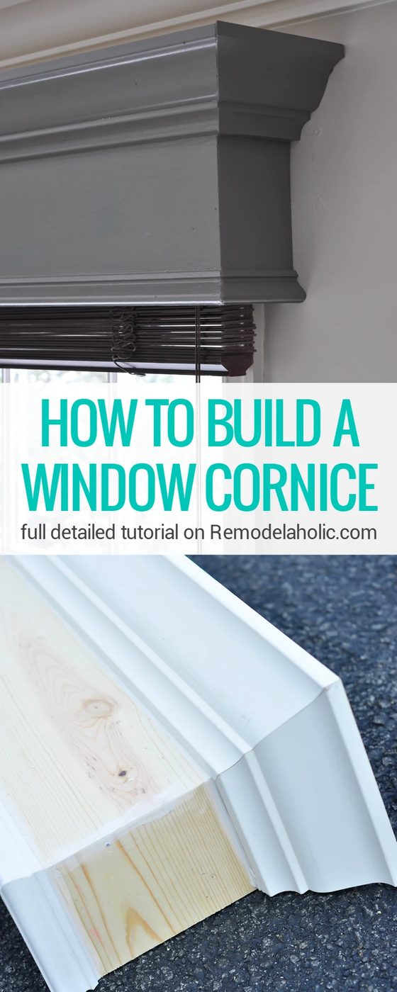 This Handmade window cornice gives windows a MAJOR new look! Full detailed step-by-step photo walkthrough on Bekob.com