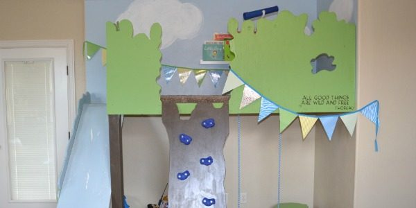 Build An Indoor Tree House With Slide and Rock Climbing Wall