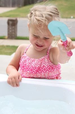 walkthrough for kids water table using a discarded kitchen sink by Tattered and Inked featured on @Bekob