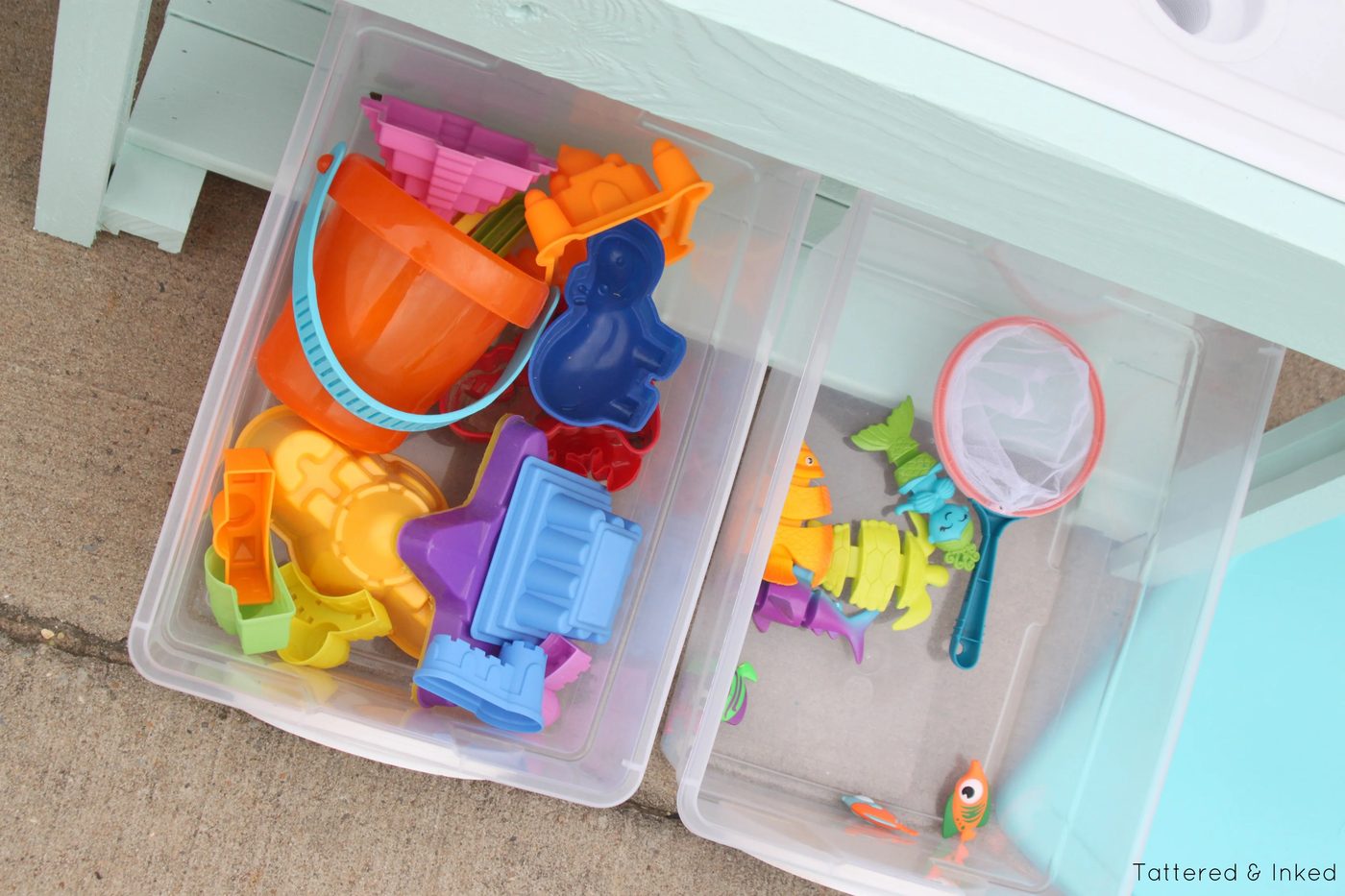 Kids water table with storiage, Handmade by Tattered and Inked featured on @Bekob
