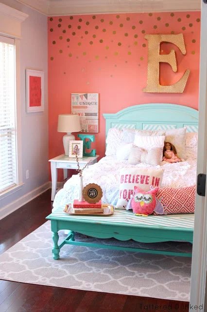 coral girls bedroom, tattered and inked