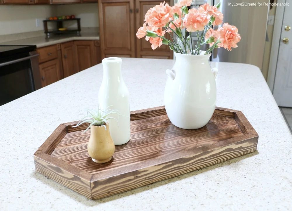 Handmade Wood Hexagon Tray For Kitchen Counter